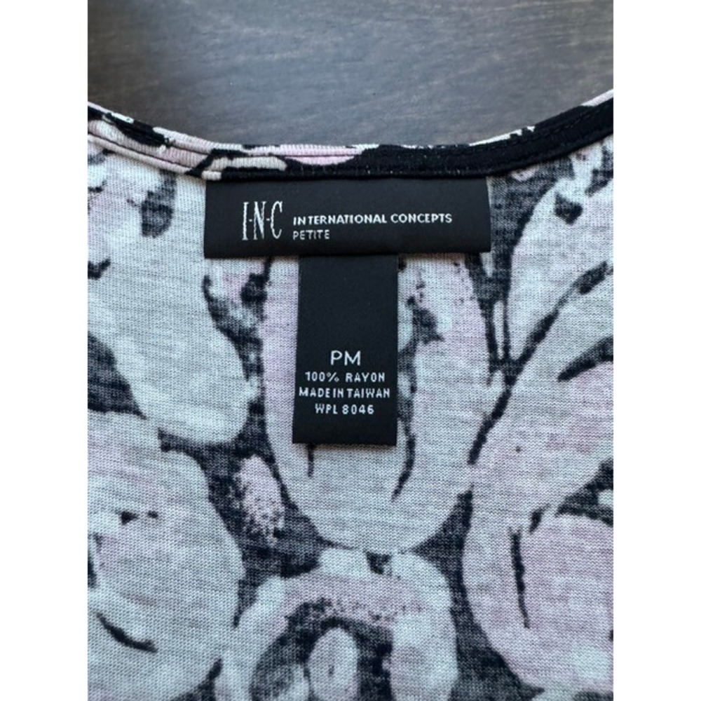 INC Pink Black Paisley Rhinestone Tank Top Women's PM Petite 100% Rayon - Picture 5 of 8
